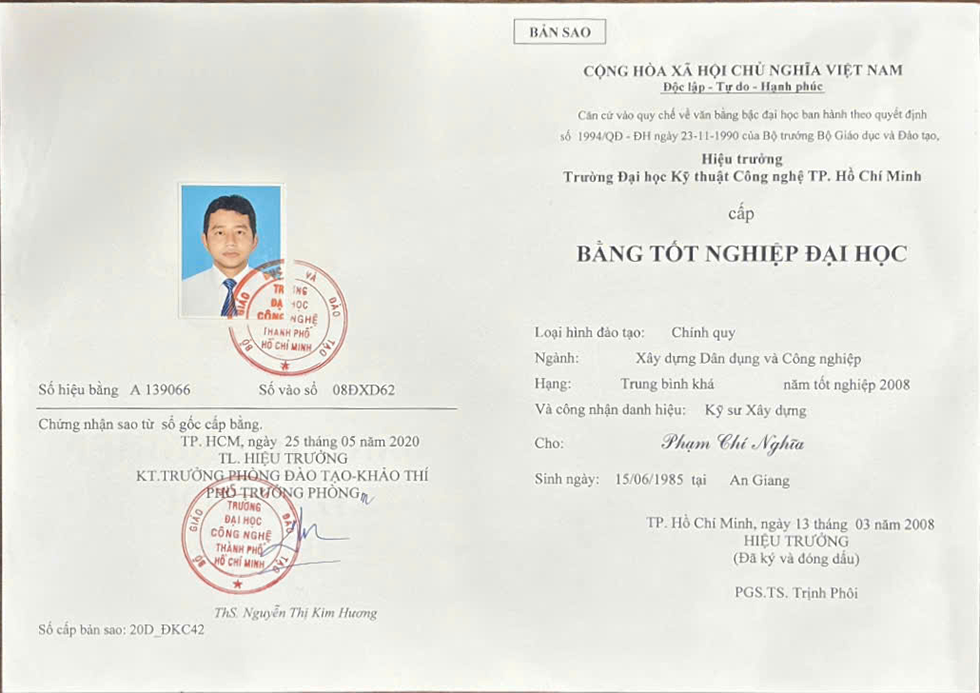 Chứng Chỉ Xây Dựng Kiến Quốc Thành Construction