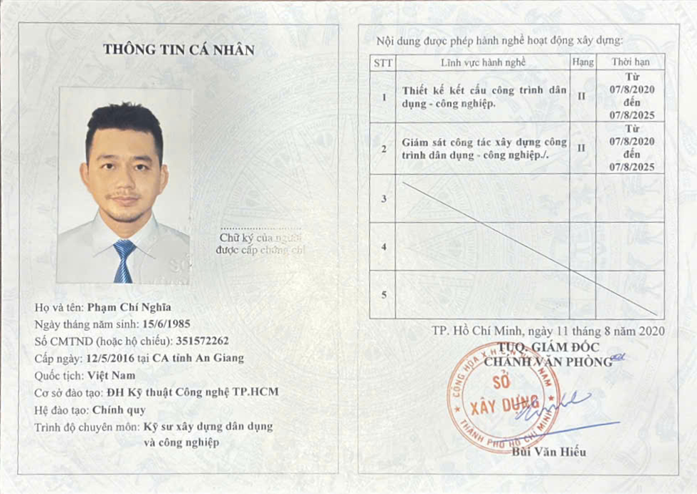 Chứng Chỉ Xây Dựng Kiến Quốc Thành Construction