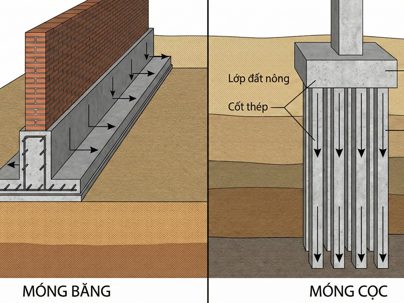 Móng Nhà Và Địa Chất: Khi Nào Dùng Móng Băng, Móng Cọc Hay Móng Bè?